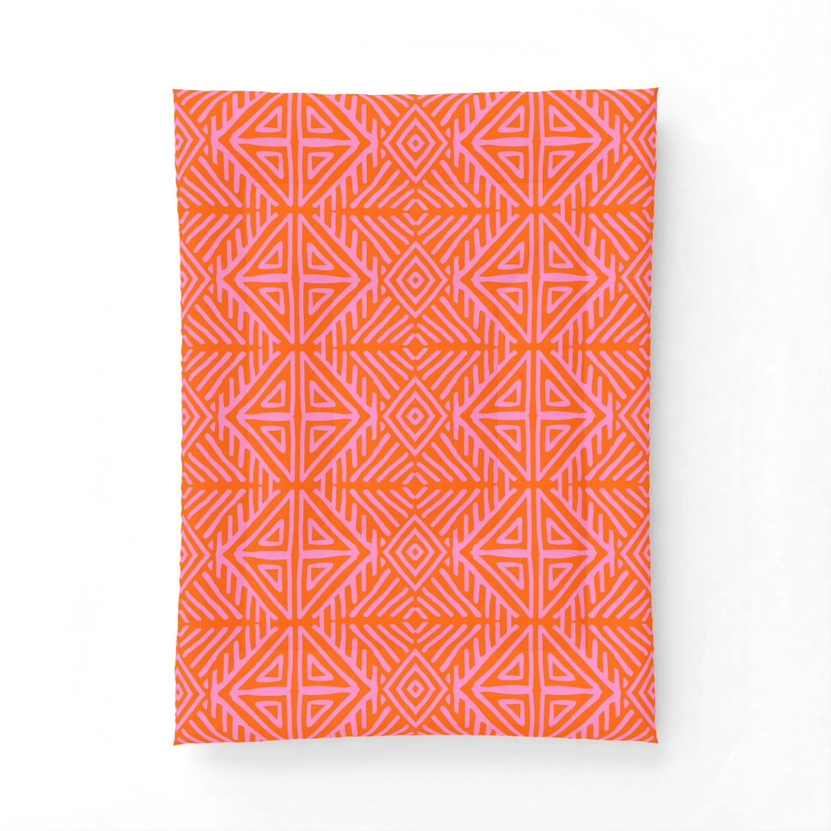 Geometric Tribal Pattern Cotton Comforter | Orange Pink Diamond Motif