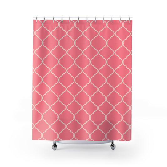 Chic Pink Patterned Shower Curtain - Bathroom Decor, Feminine Touch, Gift for Her, Home Improvement, Trendy Bathroom Accessories - LOLA VEGAS ART