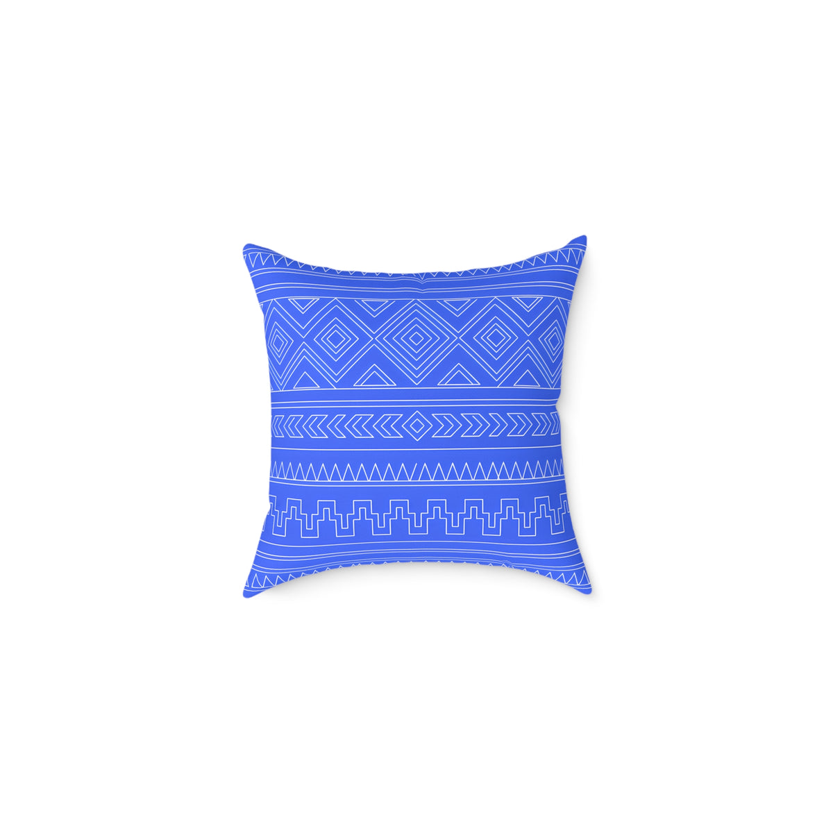 Blue Aztec Pattern Square Pillow | Geometric Tribal Throw Pillow