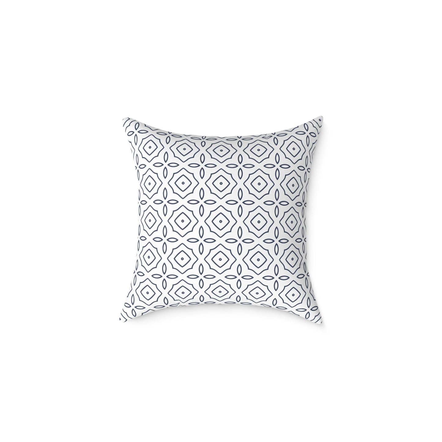 Geometric Tile Pattern Square Pillow | Blue White Moroccan Motif, Decorative Cushion, Home Decor Accent, Gift for Housewarming, Sofa Decor