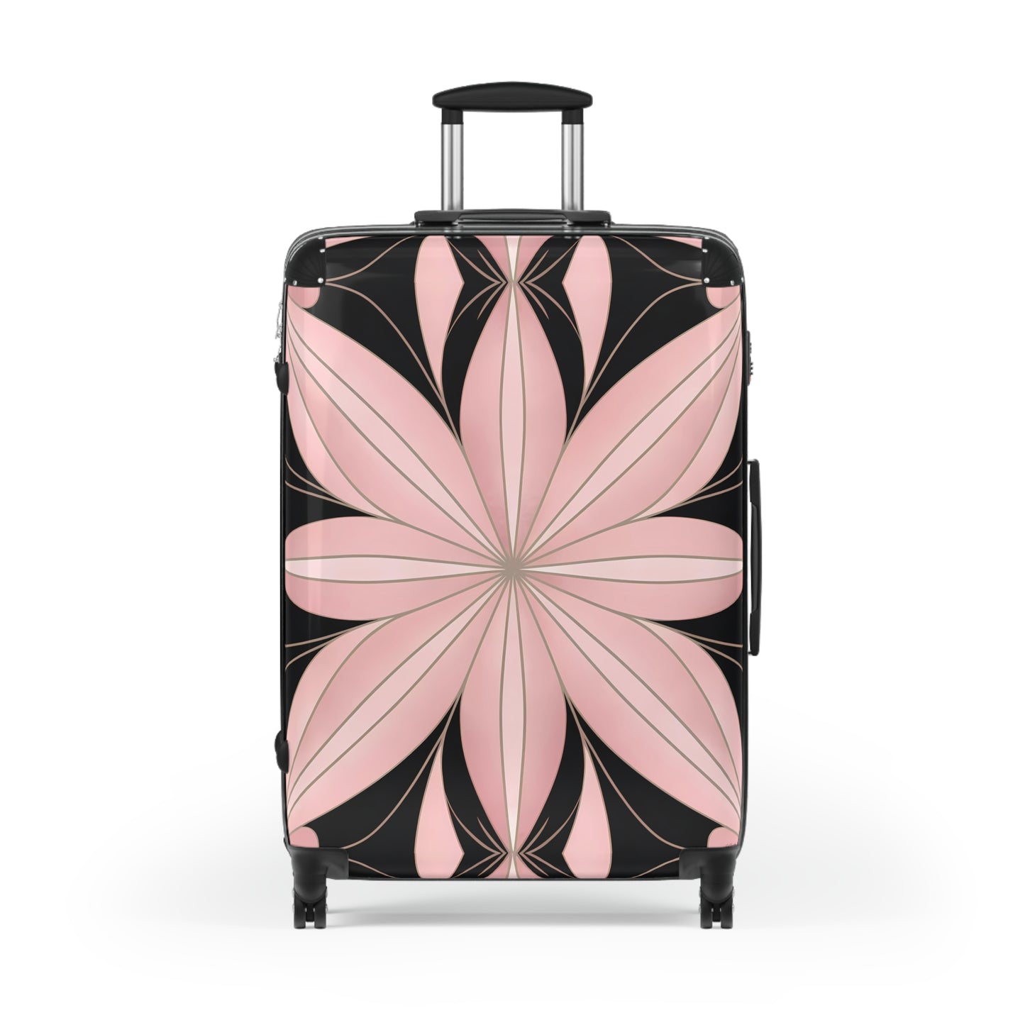 Suitcase, Luggage, Travel Bag, Art Deco, Flower Design, Pink and Black, Hollywood Regency, Unique Suitcase, Vintage Suitcase, Retro Travel