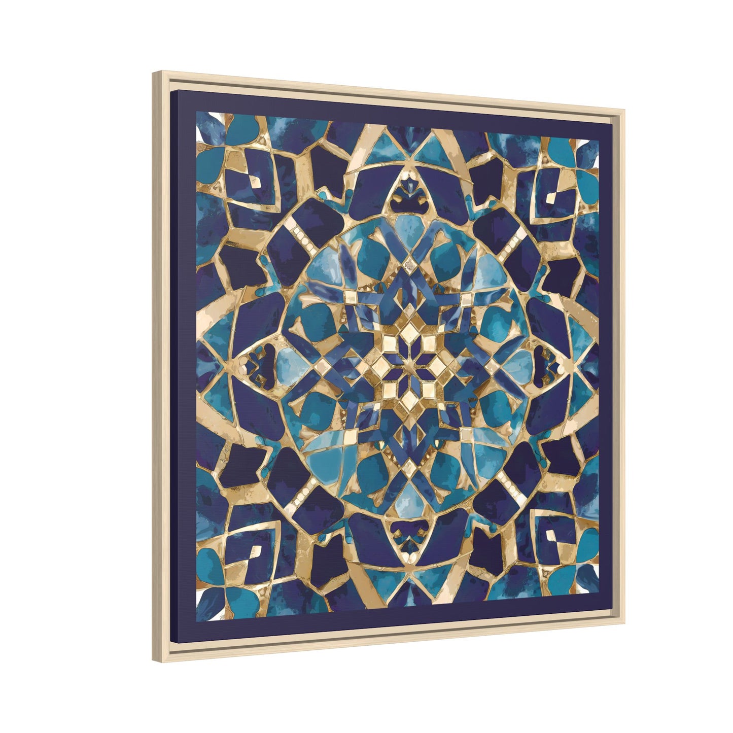 Framed Blue Moroccan Mosaic Wall Art — Matte Canvas Print