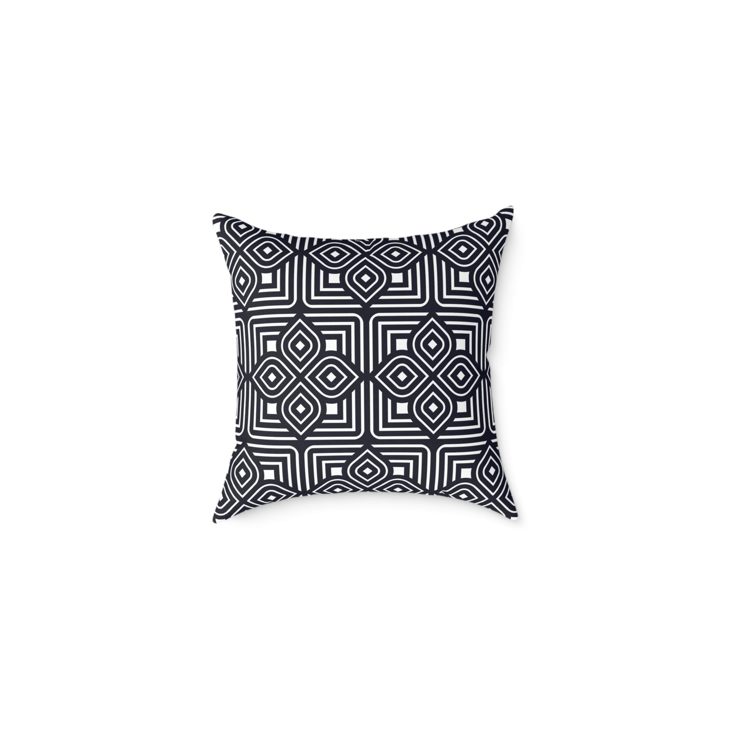 Geometric Moroccan Tile Square Pillow | Navy Canvas Throw Pillow