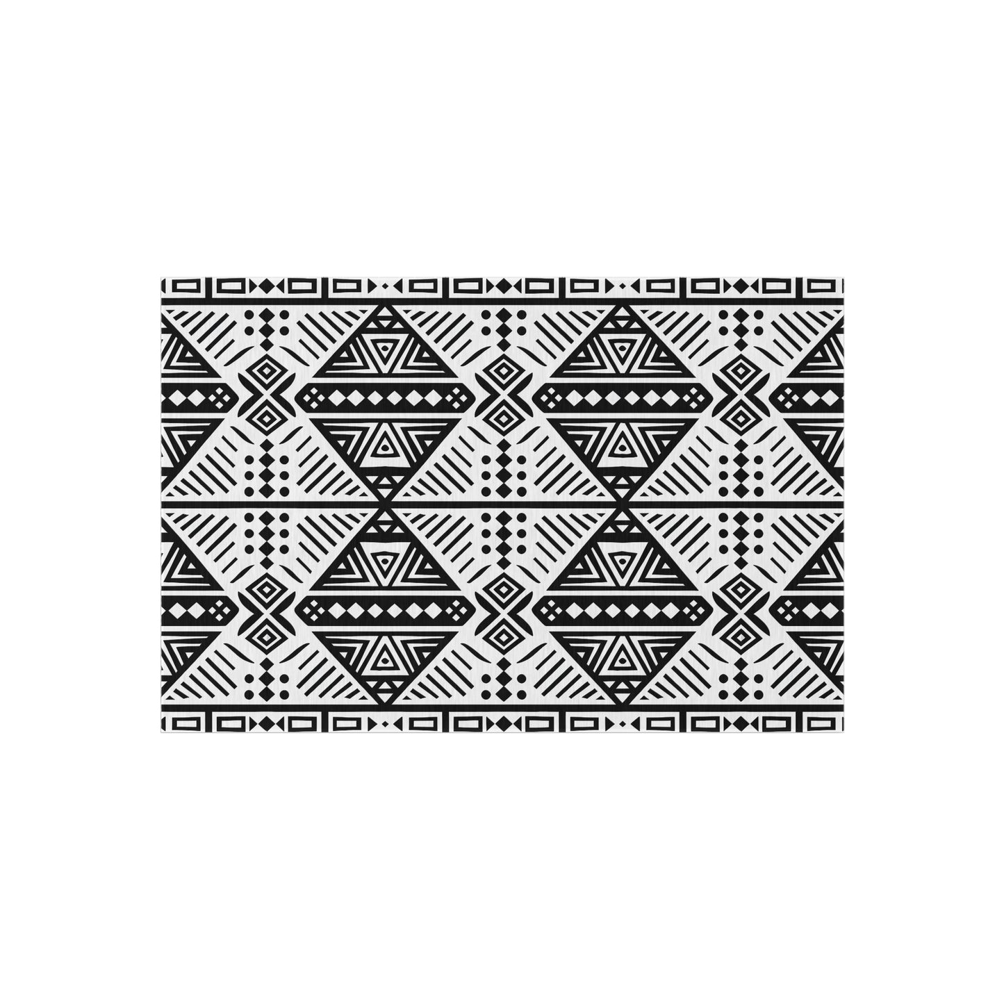 Black and White Tribal Stylish Outdoor Rug, Chic Patio Mat, Boho Floor Decor, Modern Entryway Carpet, Weather-Resistant Area Rug