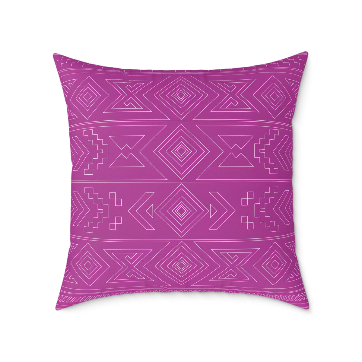 Geometric Aztec Pattern Square Poly Canvas Pillow | Magenta Tribal Throw Pillow
