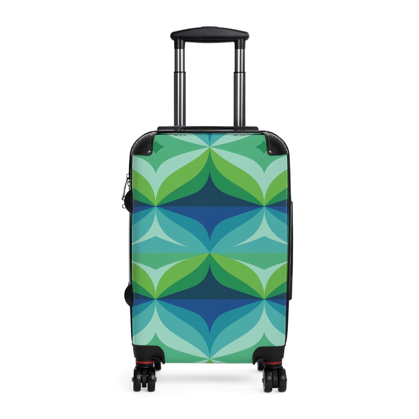 Retro Geometric Mid Century Pattern Suitcase | Green Blue Travel Luggage