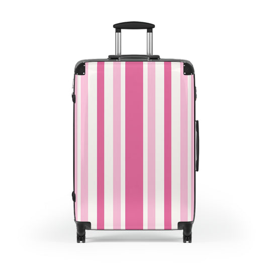 Pink Striped Suitcase | Hard Shell Luggage