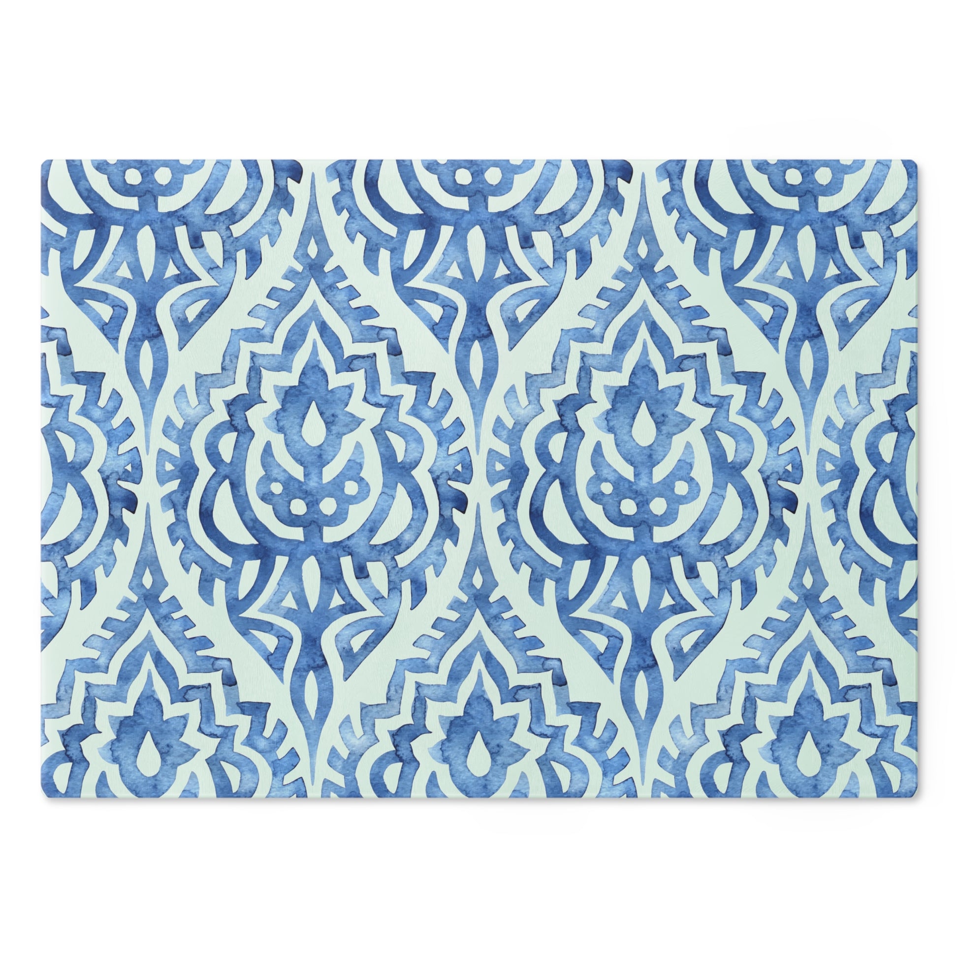 Elegant Blue Patterned Cutting Board, Unique Kitchen Decor, Housewarming Gift, Artisan Serving Board, Wedding Gift, Functional Art - LOLA VEGAS ART