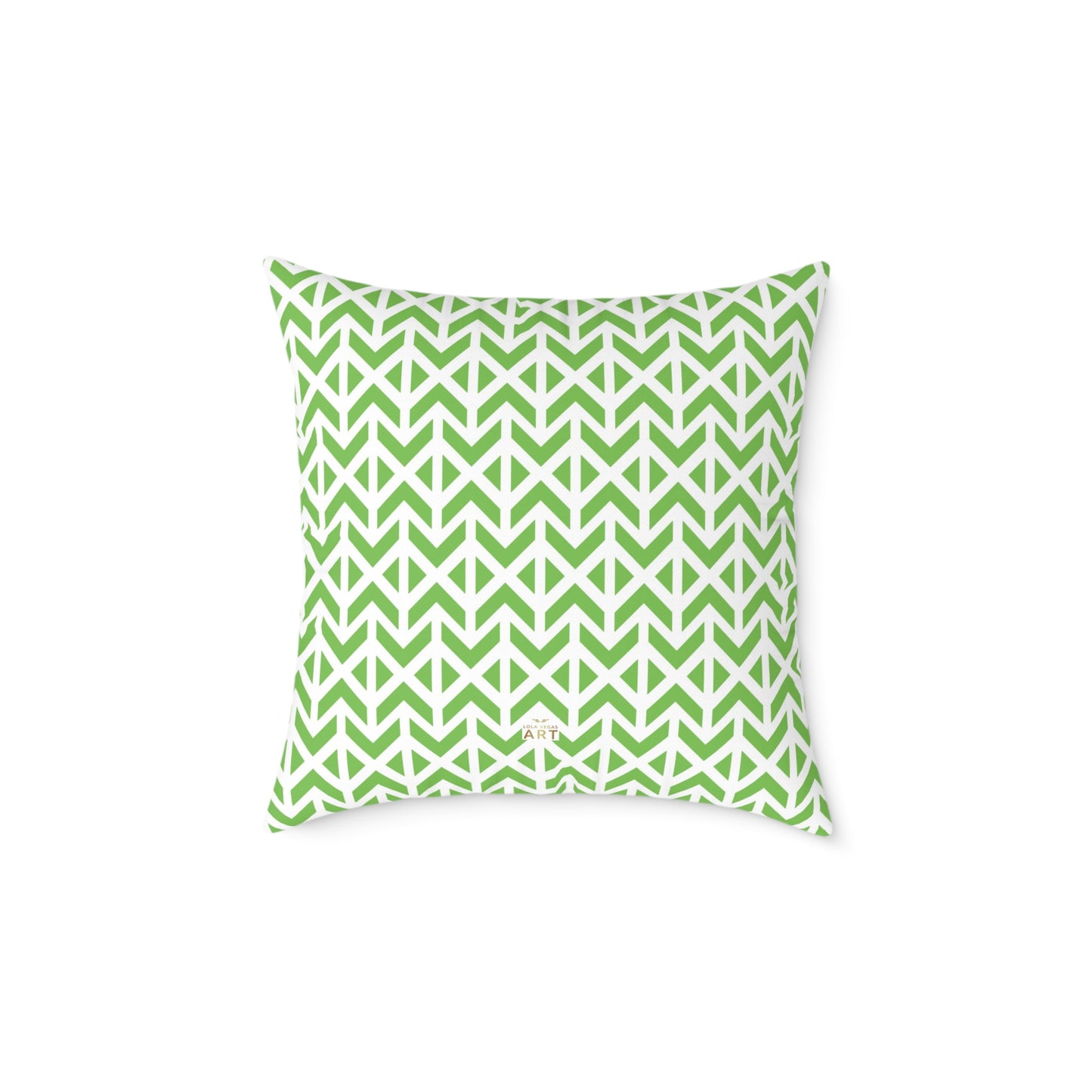 Green Geometric Arrow Pattern Pillow | Square Poly Canvas Pillow