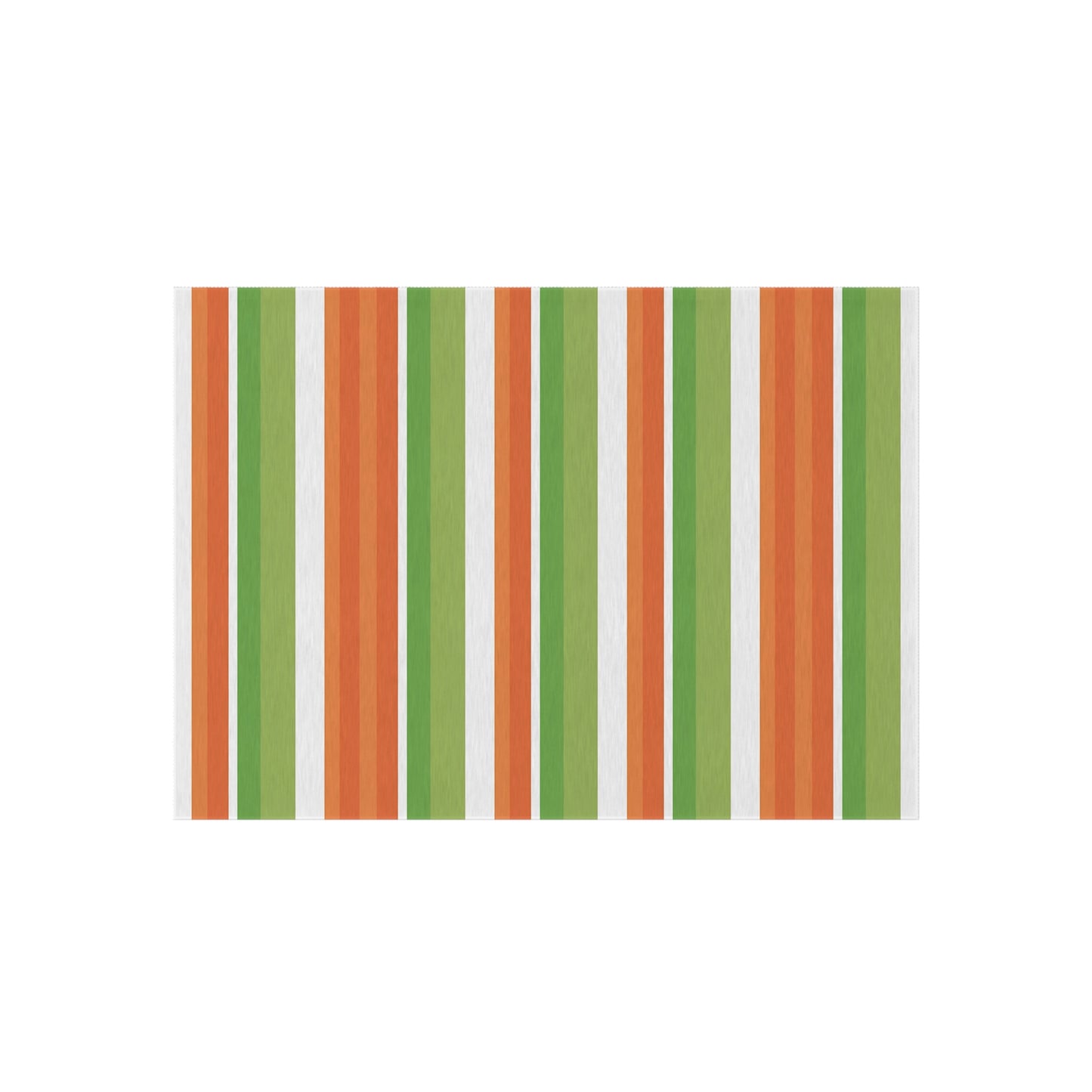 Green Orange White Stripe Outdoor/Indoor Rug | Patio Mat, Weather-Resistant