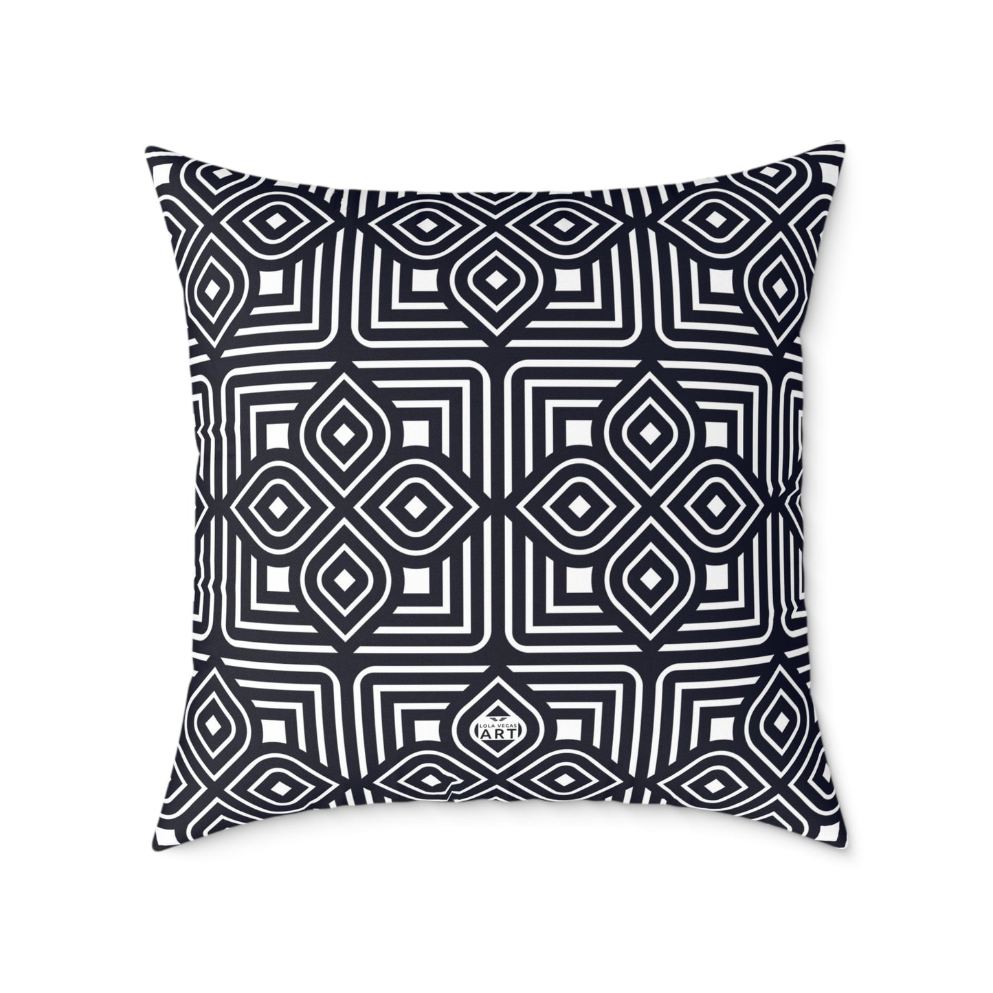 Geometric Moroccan Tile Square Pillow | Navy Canvas Throw Pillow