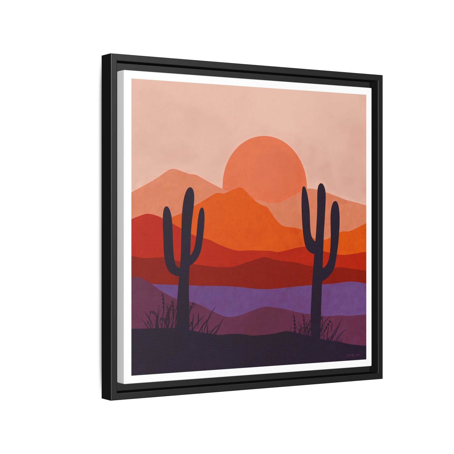 Desert Sunset Framed Canvas Art, Boho Home Decor, Nature Wall Art, Cactus Print, Warm Colorful Wall Decor, Housewarming Gift - LOLA VEGAS ART