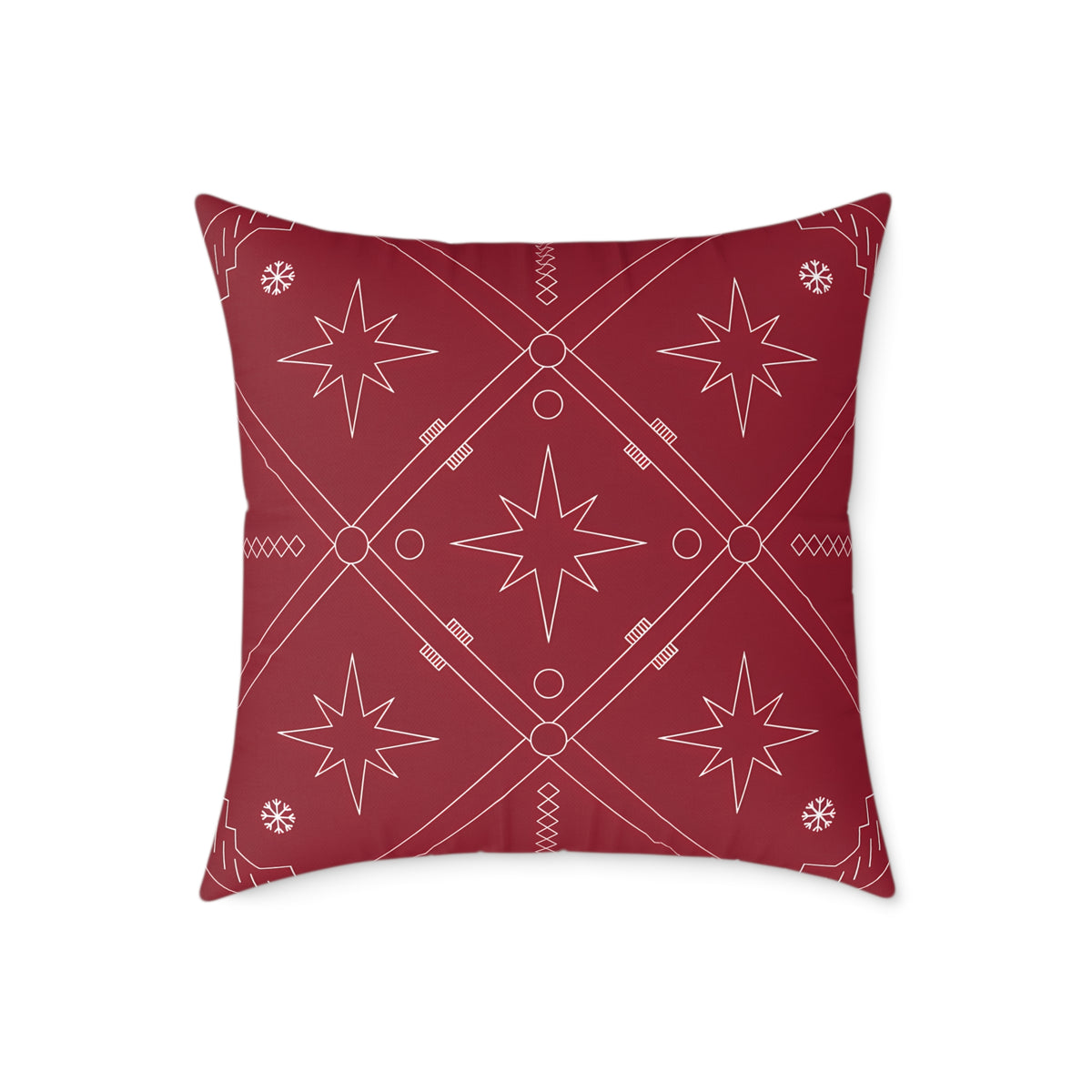 Starburst Geometric Pattern Pillow | Square Poly Canvas Christmas Holiday Pillow