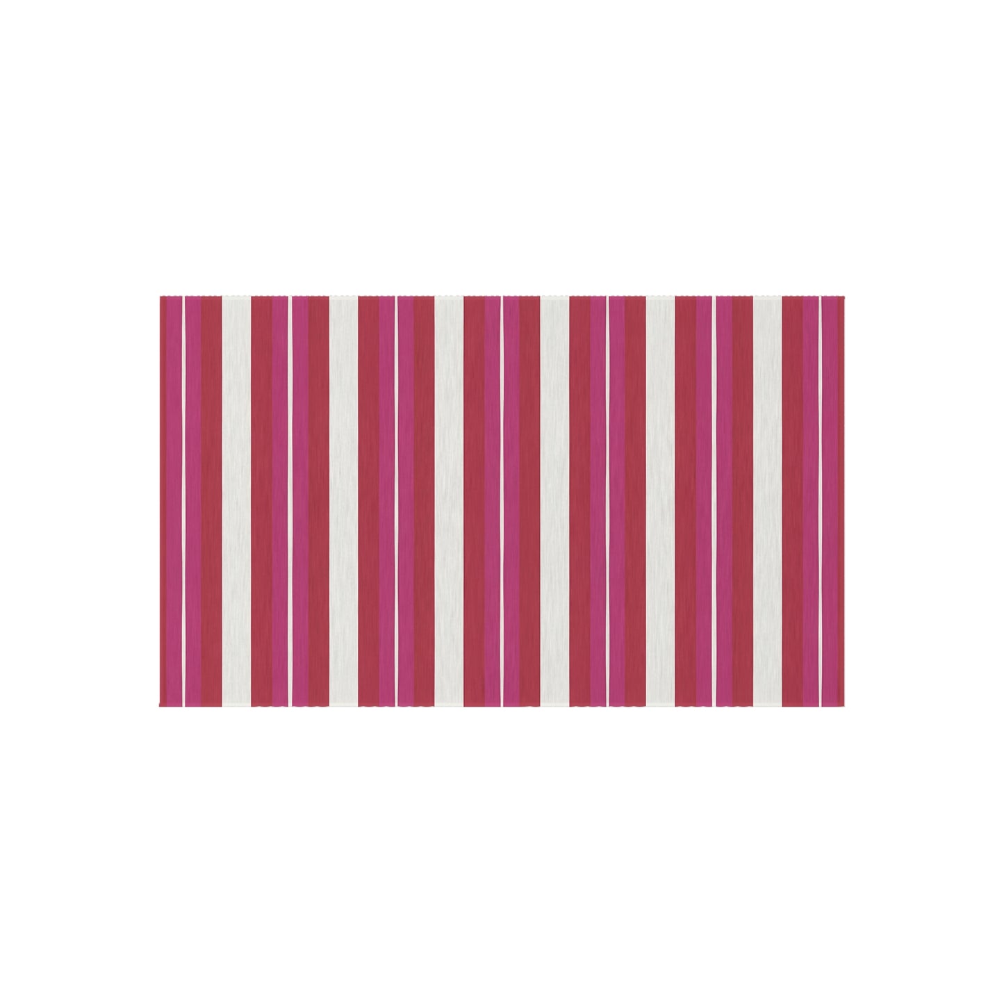 Red Pink White Stripe Outdoor Rug | Patio Floor Mat, Weatherproof Stripe Design