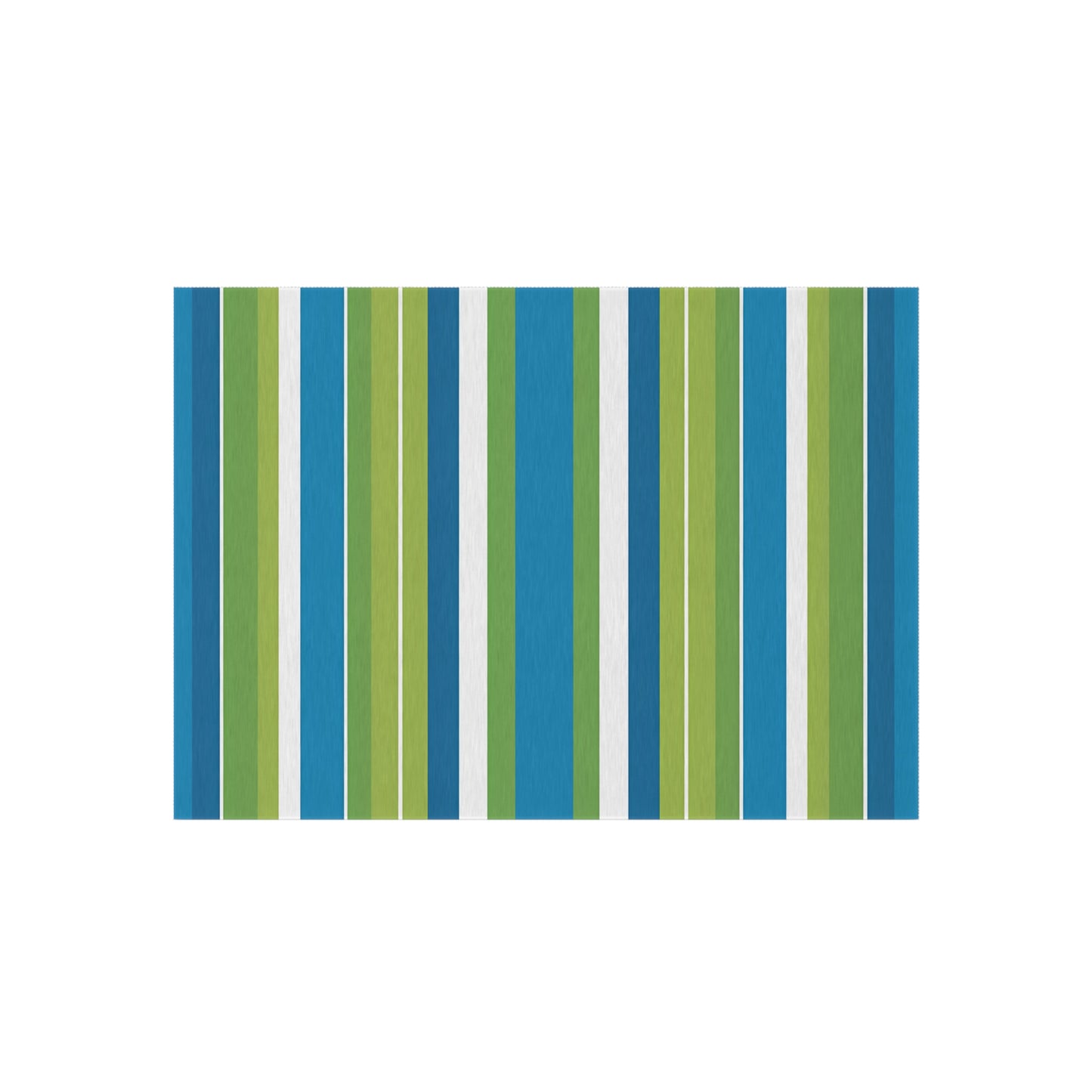 Blue Green Stripe Outdoor/Indoor Rug | Coastal Patio Floor Mat