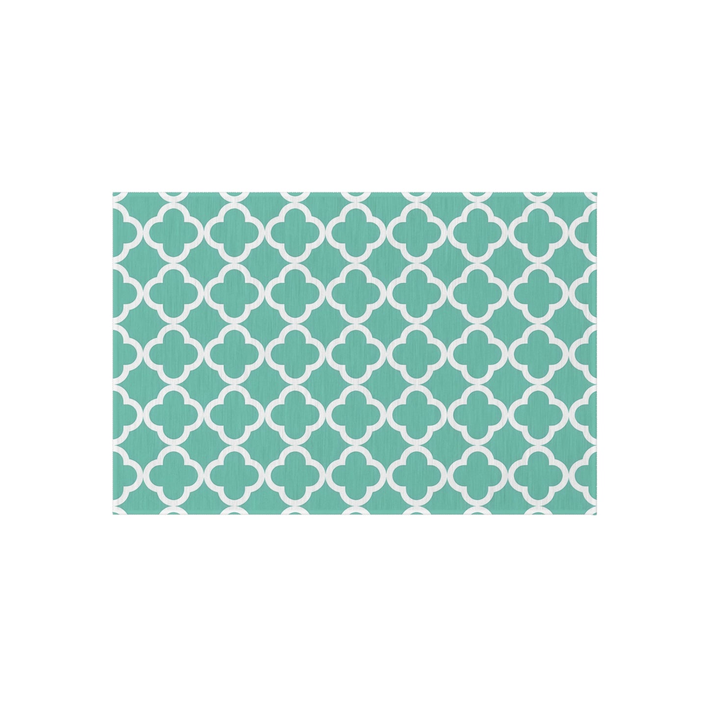 Teal Moroccan Trellis Outdoor/Indoor Rug | Geometric Patio Mat
