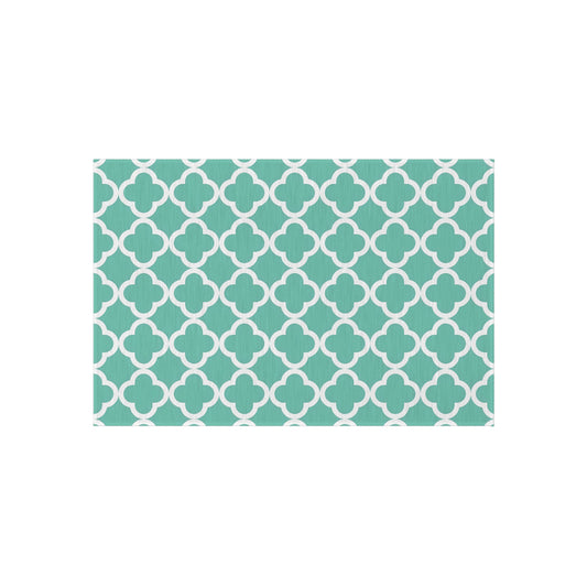 Teal Moroccan Trellis Outdoor/Indoor Rug | Geometric Patio Mat
