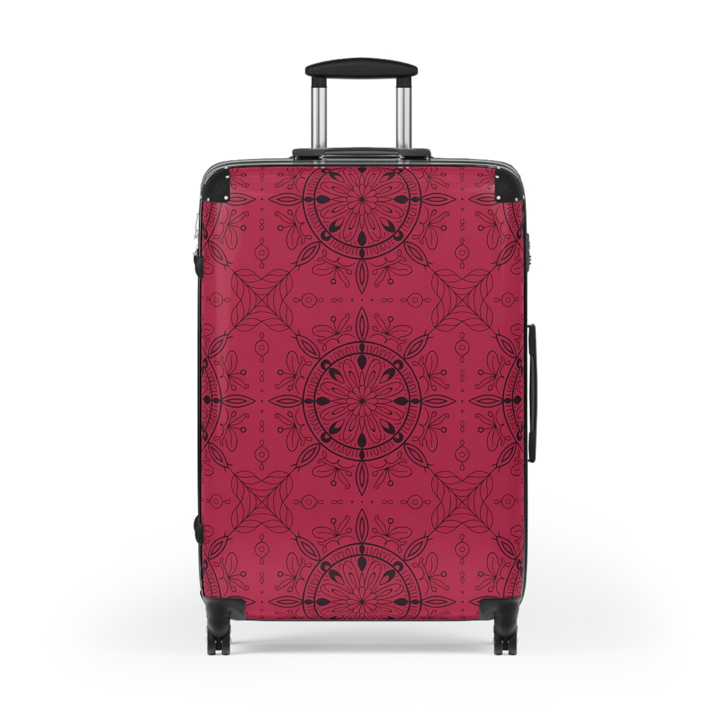 Burgundy Mandala Pattern Suitcase | Floral Travel Luggage