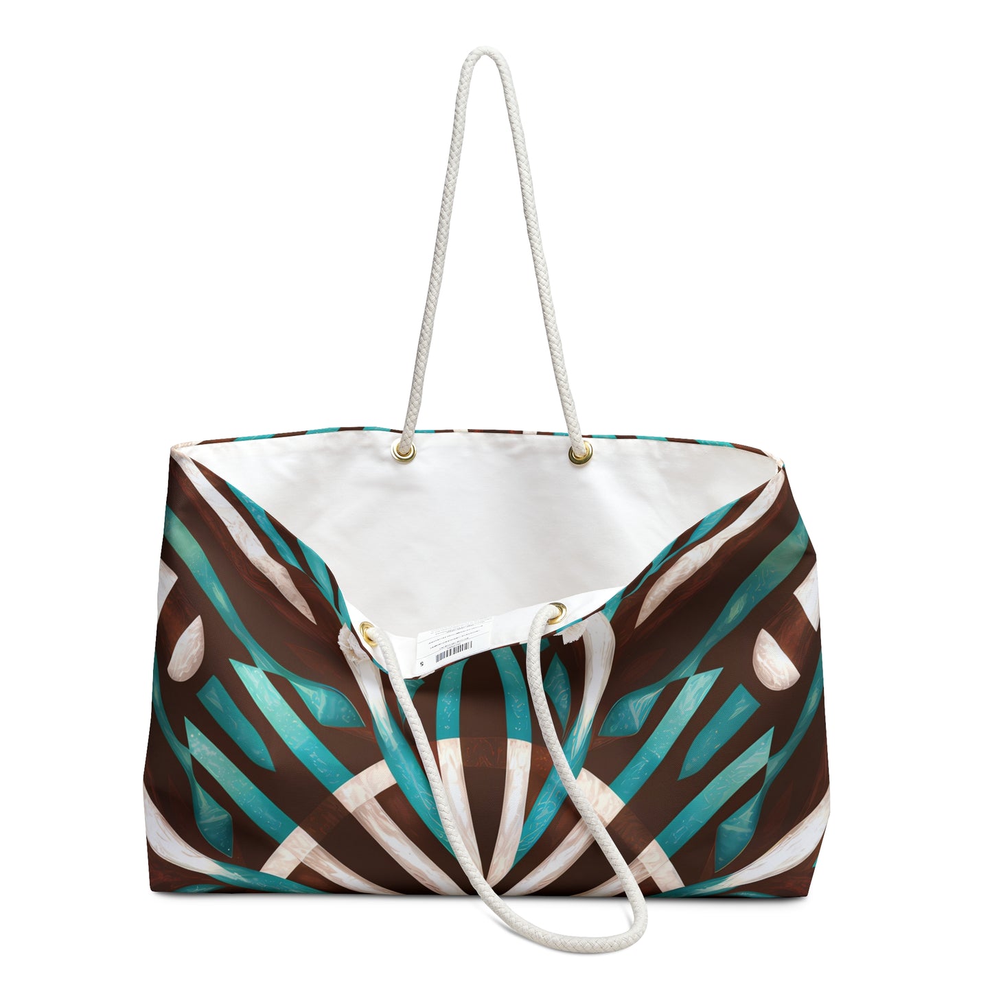 Weekender Bag - Turquoise Brown White Southwest Boho Oversized Eclectic Travel Accessory