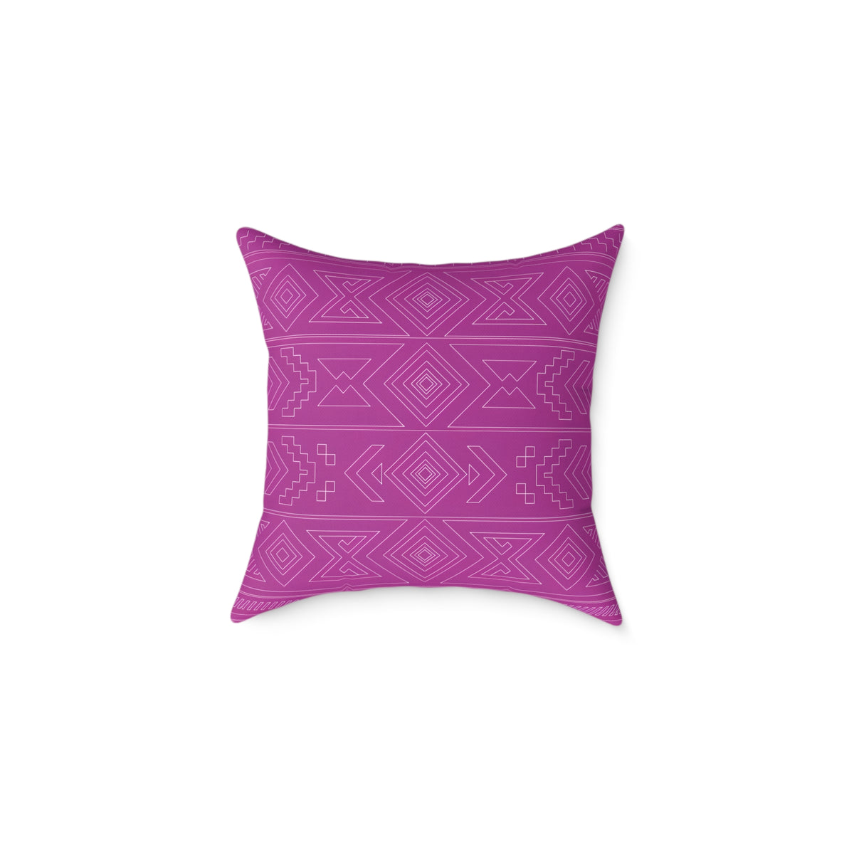 Geometric Aztec Pattern Square Poly Canvas Pillow | Magenta Tribal Throw Pillow