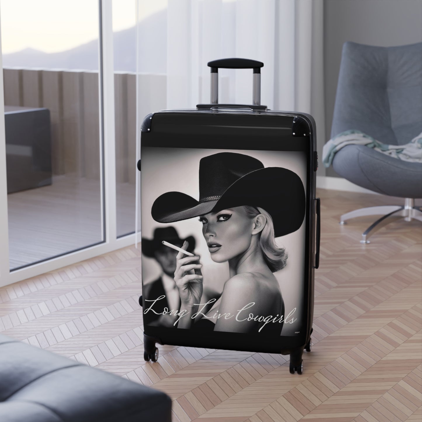 Suitcase, Cowgirl Travel Bag, Fashionista Luggage, Long Live Cowgirls Suitcase, Glam Girl Travel Accessories, Fashionable Suitcase