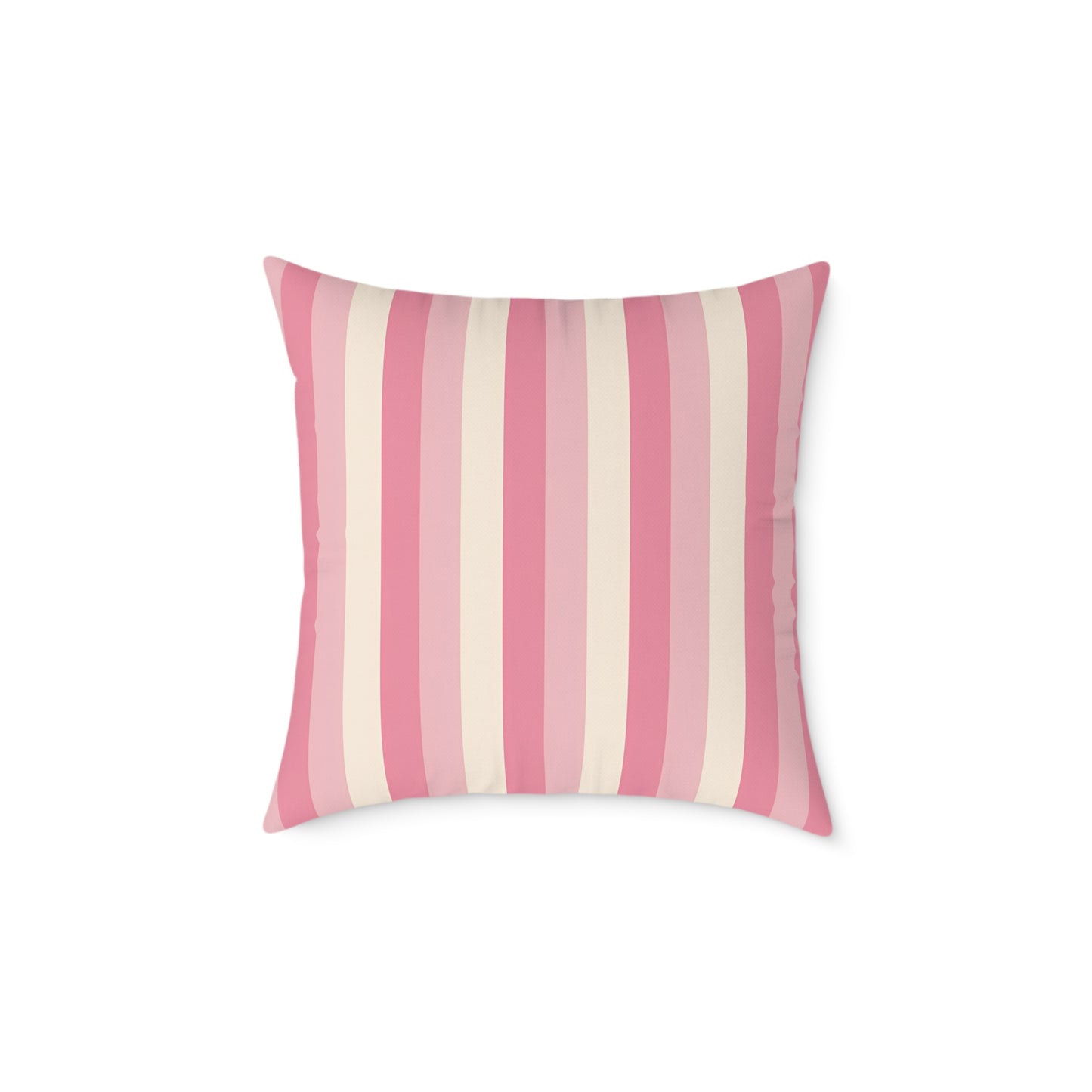 Pink Creme Stripe Square Pillow | Pastel Striped Throw Cushion