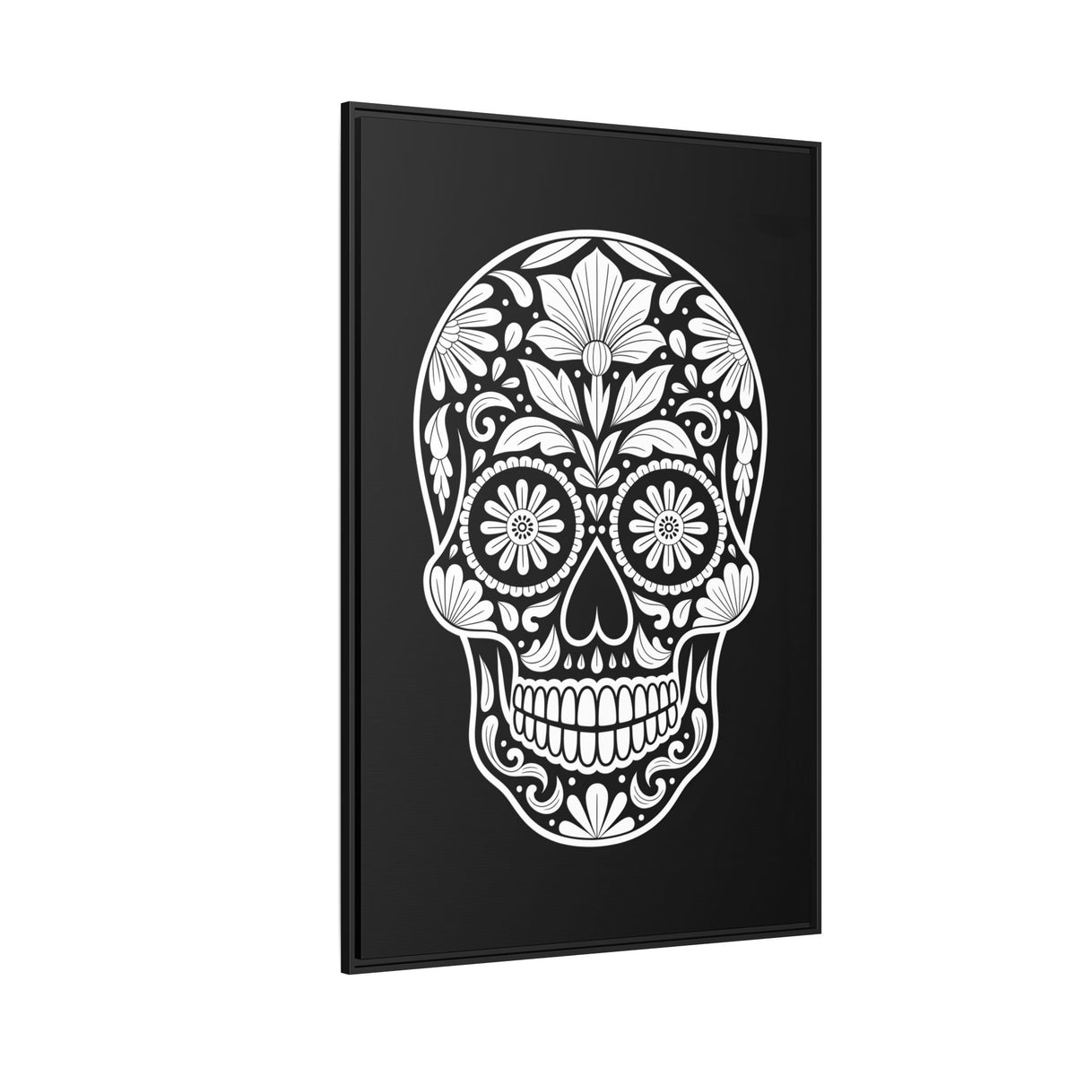 Sugar Skull Illustration Matte Canvas Framed | Day of the Dead Wall Art