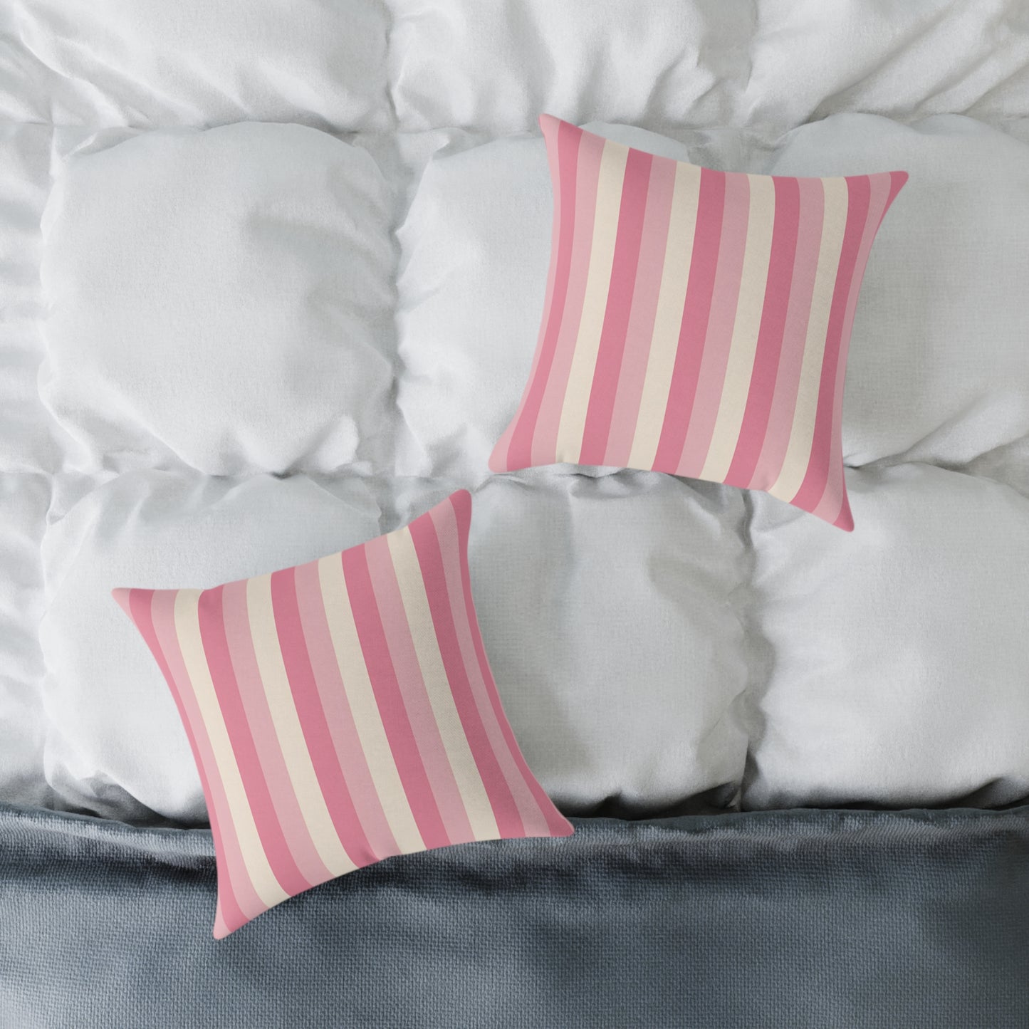 Pink Creme Stripe Square Pillow | Pastel Striped Throw Cushion