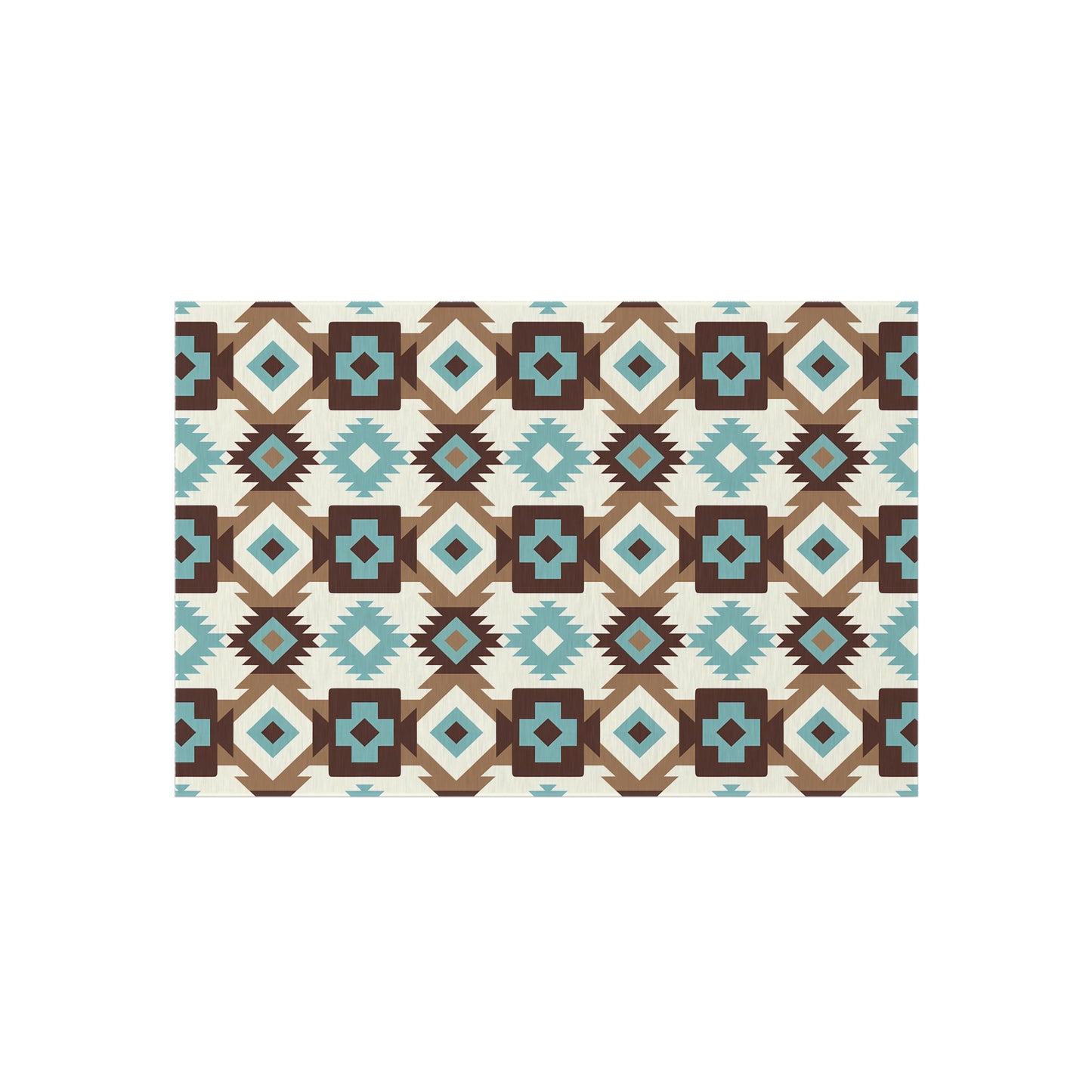 Turquoise, brown, white Stylish Outdoor/Indoor Rug for Patios, Bohemian Decor, Modern Outdoor Living, Picnic Essentials, Garden Party Decor - LOLA VEGAS ART