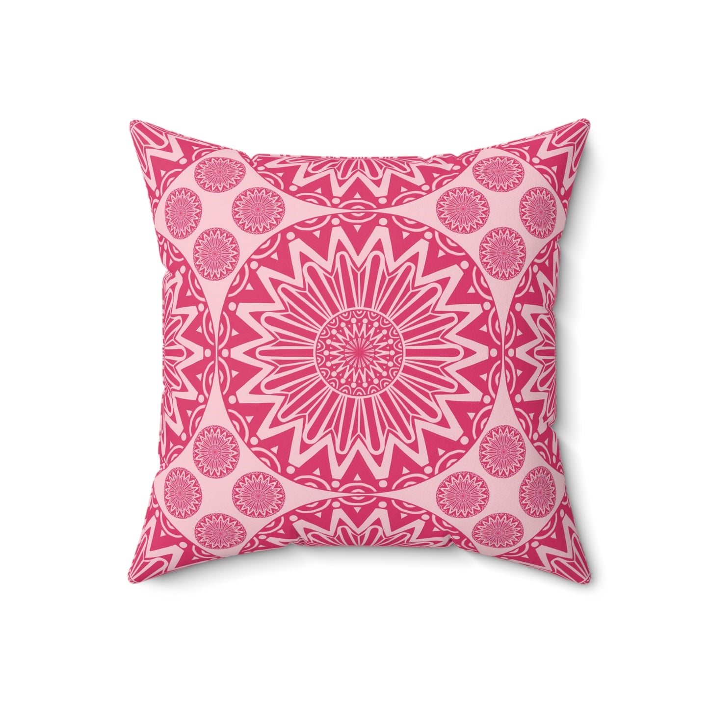 Vibrant Pink Mandala Pillow, Boho Decor Cushion, Home Throw Pillow, Gift for Her, Living Room Accent - LOLA VEGAS ART
