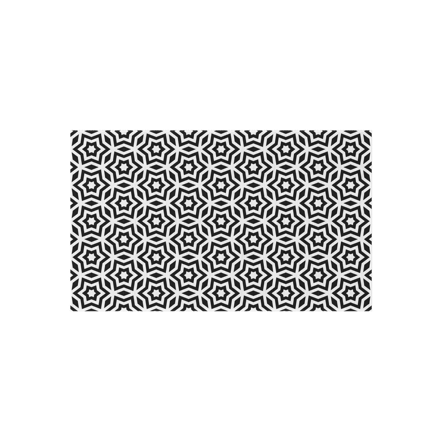 Black White Moroccan Tile Pattern Outdoor/Indoor Rug | Geometric Patio Mat