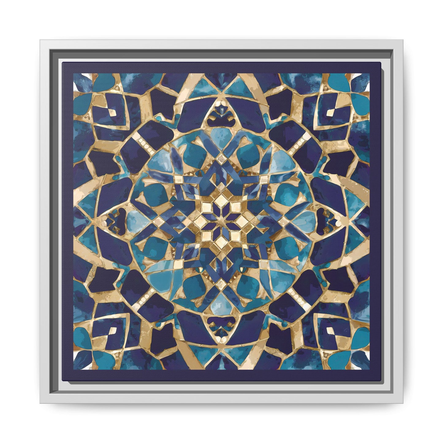 Framed Blue Moroccan Mosaic Wall Art — Matte Canvas Print