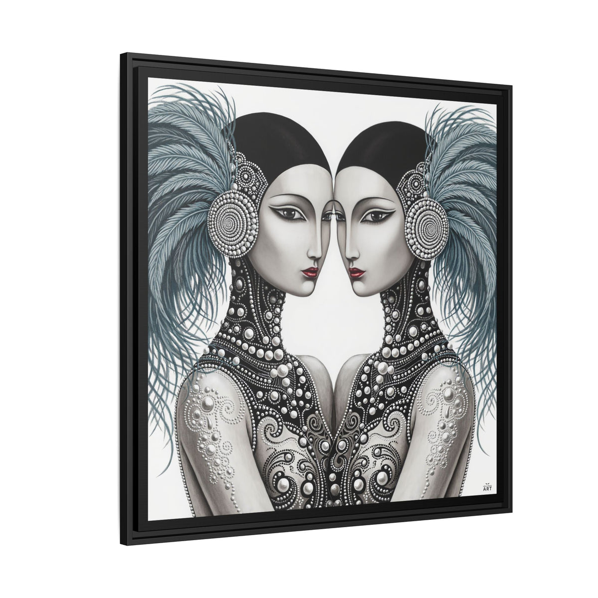 Art Deco Flapper Twins Matte Canvas Framed | Vintage Glam Portrait