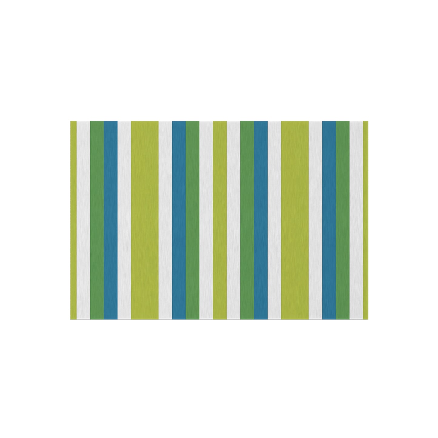 Blue Green Stripe Outdoor/Indoor Rug | Patio Mat, Weatherproof Porch Rug
