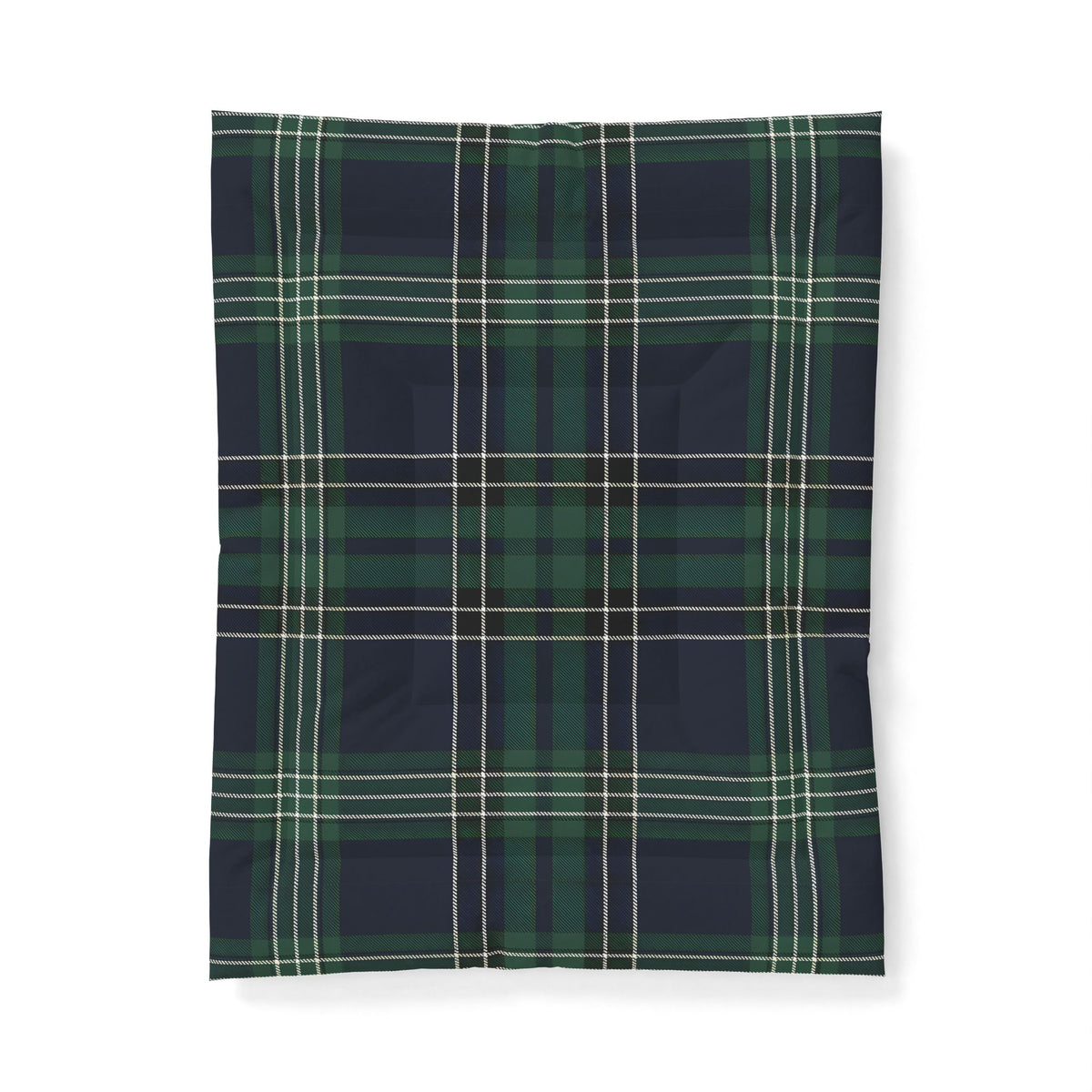 Green Navy Tartan Plaid Cotton Comforter | Classic Plaid Bedding