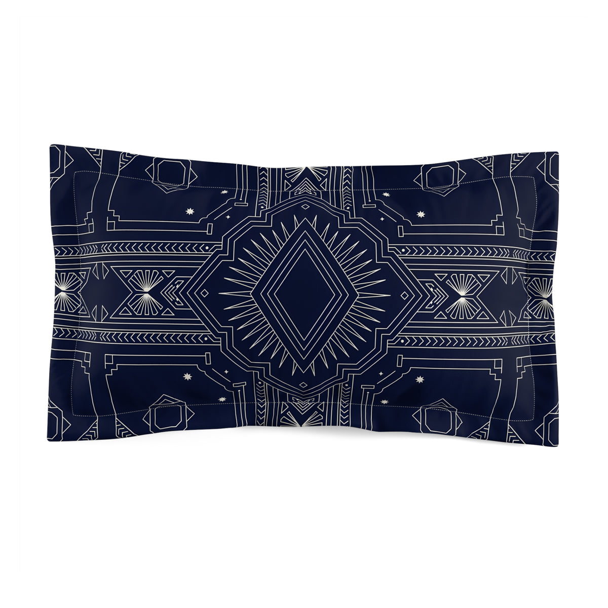 Navy Geometric Mandala Microfiber Pillow Sham | Boho Aztec Pattern