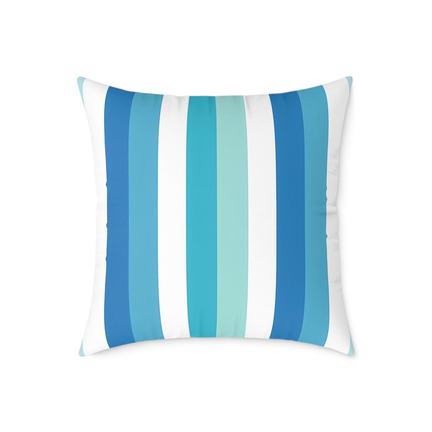 Blue Teal White Vertical Stripes Pillow | Square Pillow