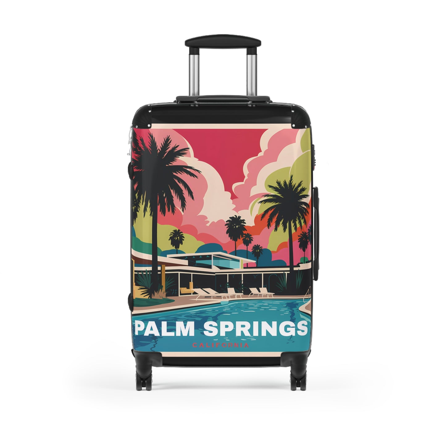 Palm Springs Suitcase, Luggage, Travel Bags - Retro Vintage Style Wanderlust Adventure Organizer, Weekend Getaway Bag, Honeymoon Travel