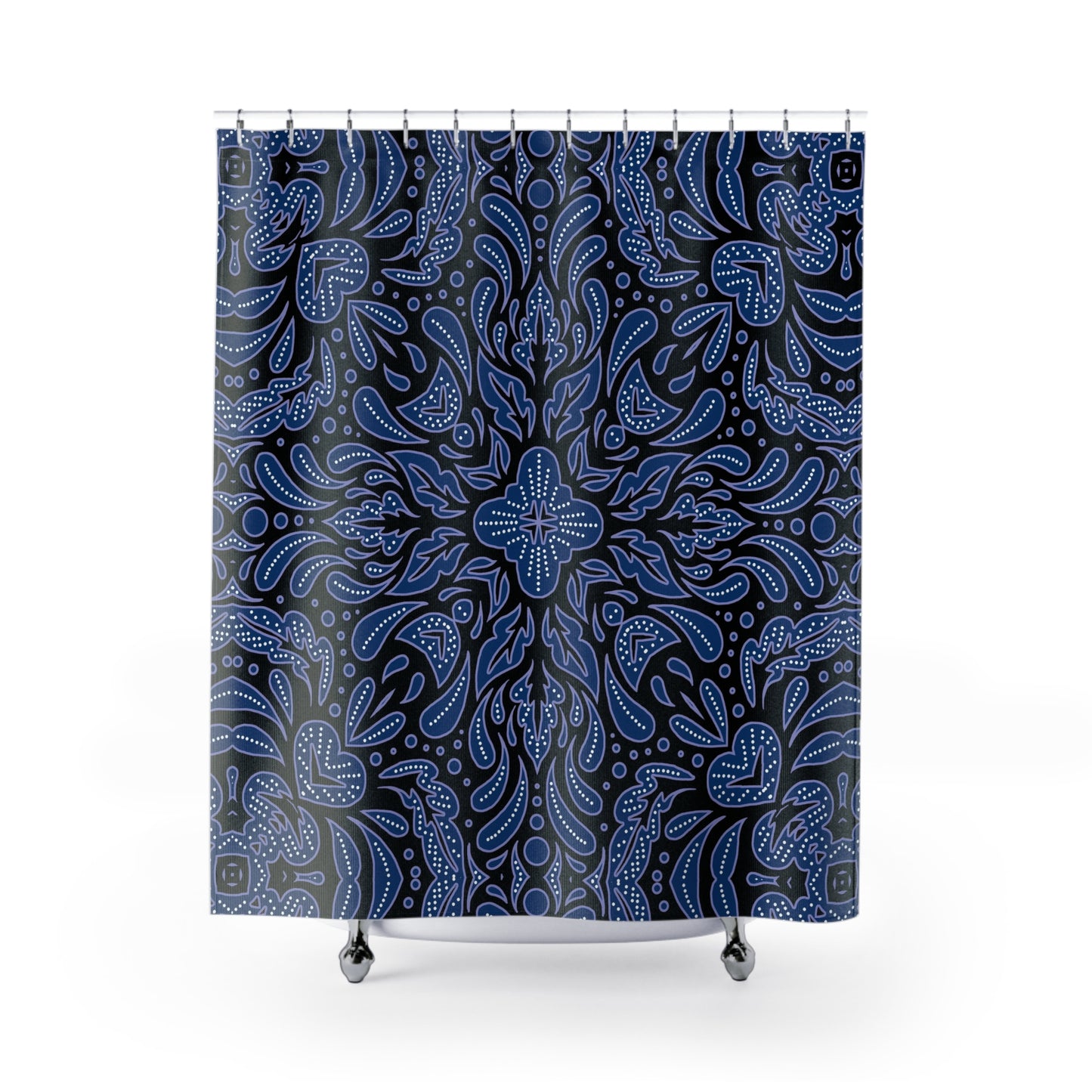 Blue Paisley Mandala Shower Curtain | Boho Bathroom Decor, Eclectic Bathroom Accessory