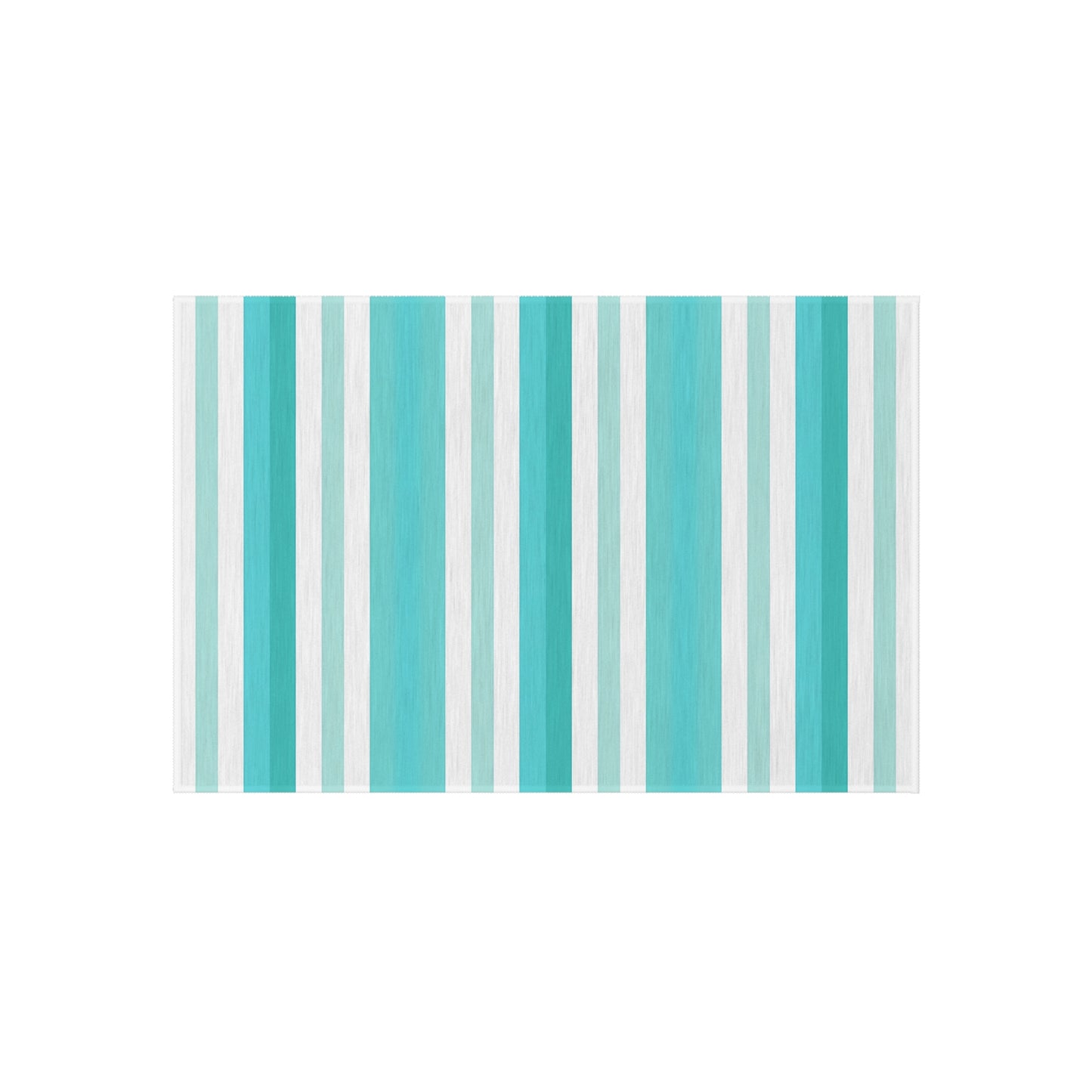 Teal Stripe Outdoor/Indoor Rug | Blue White Striped Patio Mat