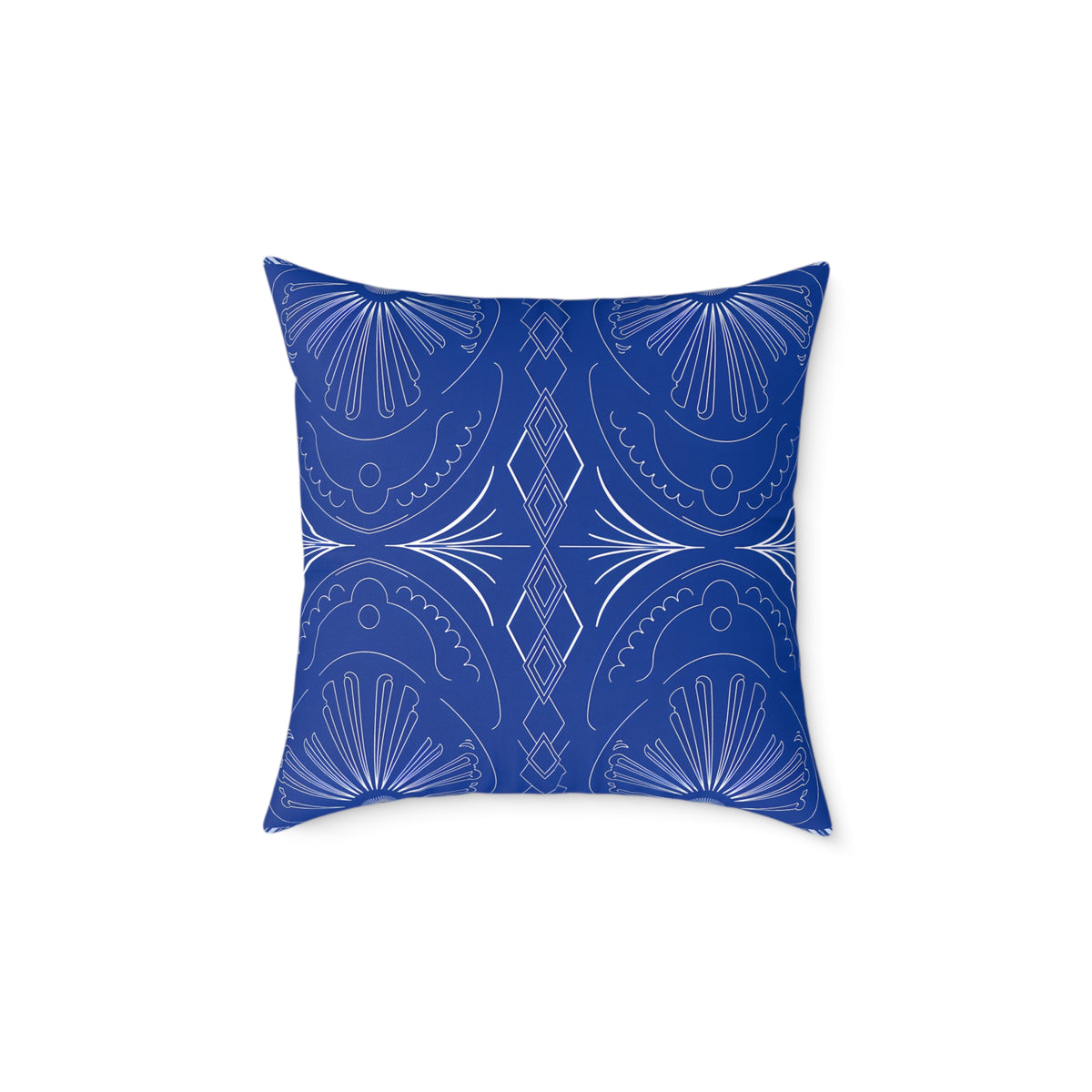 Blue Moroccan Tile Pattern Pillow | Square Poly Canvas Pillow