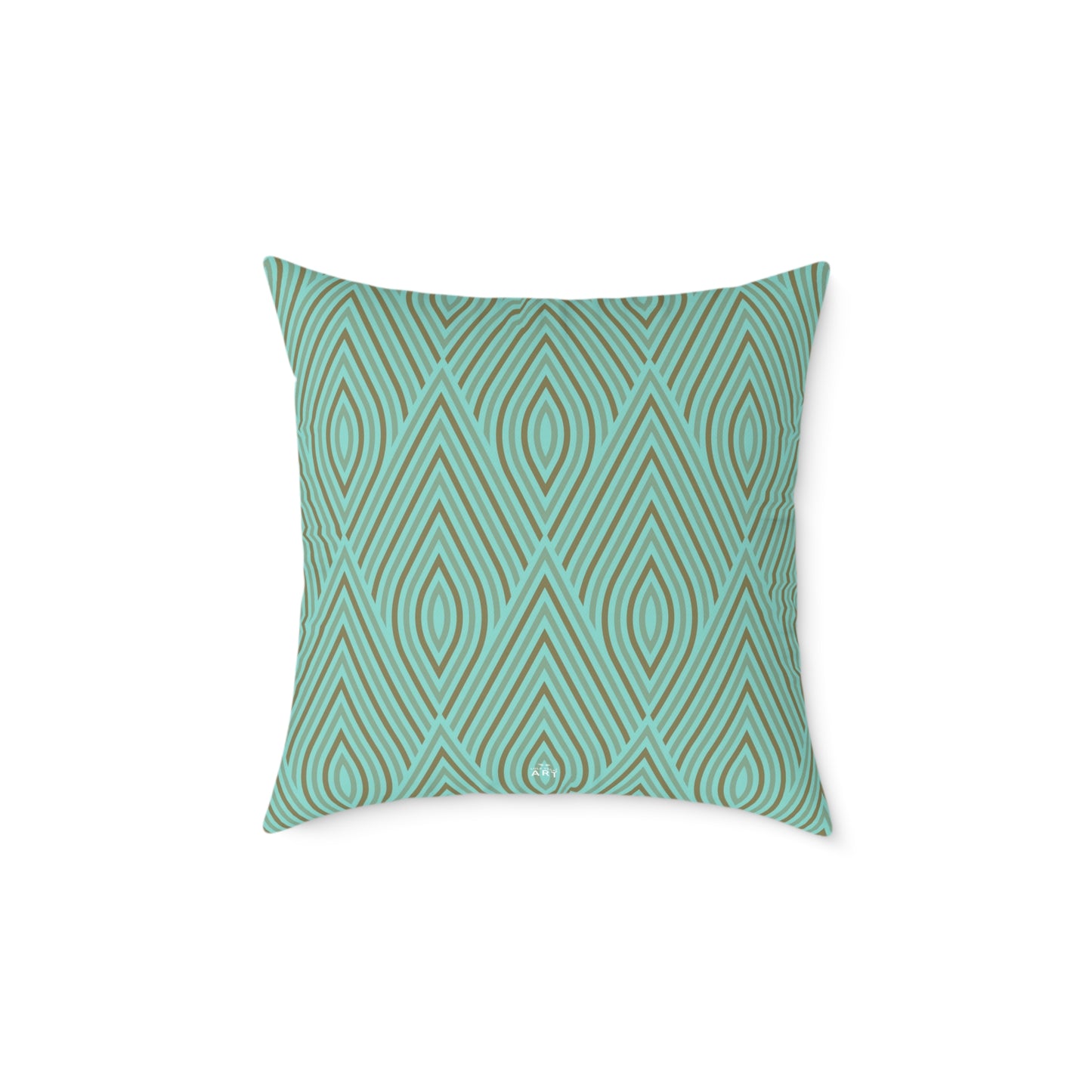 Teal Geometric Diamond Pattern Pillow | Square Poly Canvas Pillow