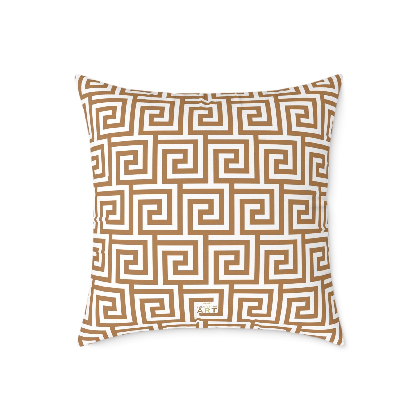 Greek Key Pattern Square Poly Canvas Pillow, Geometric Decorative Throw Pillow