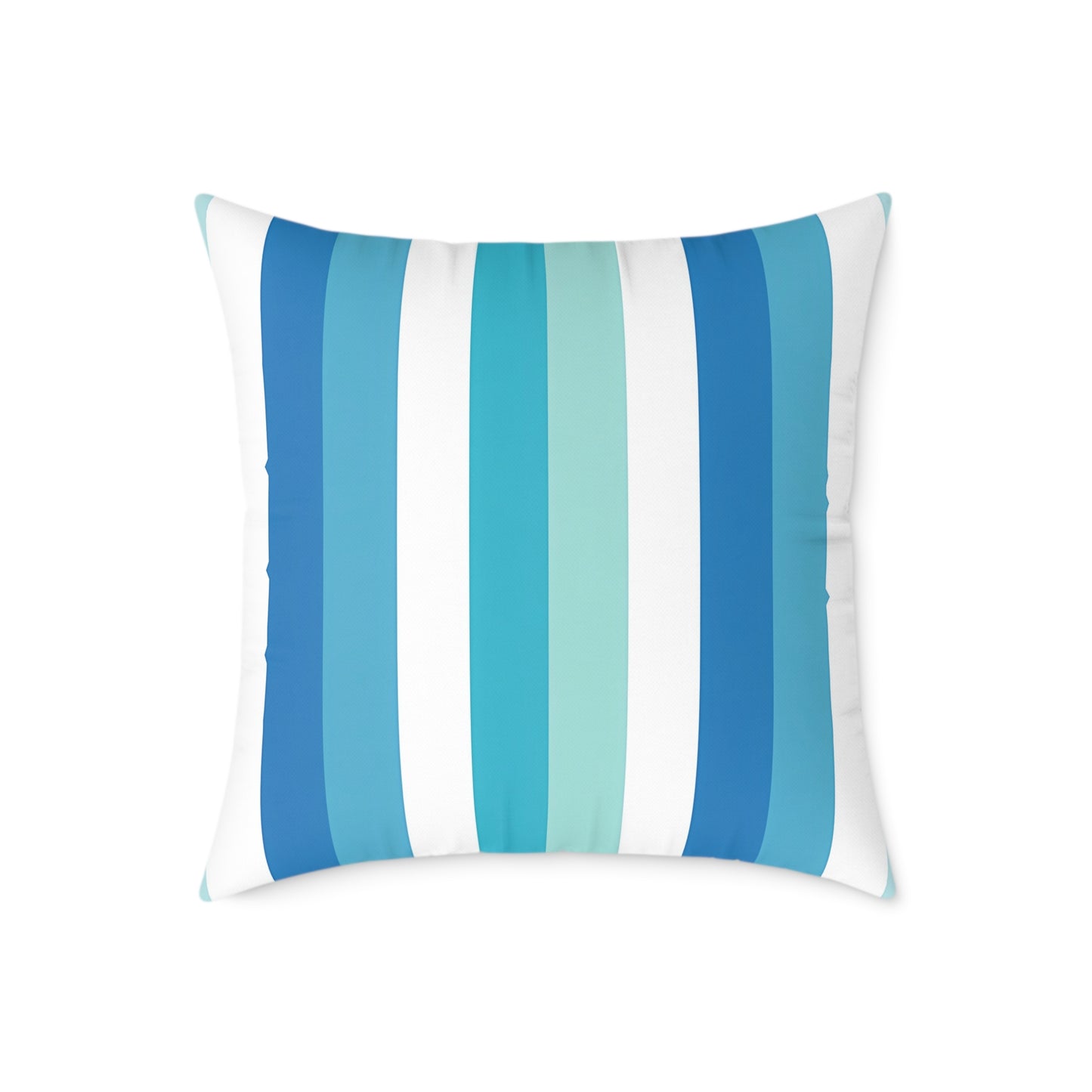 Blue Teal White Vertical Stripes Pillow | Square Pillow