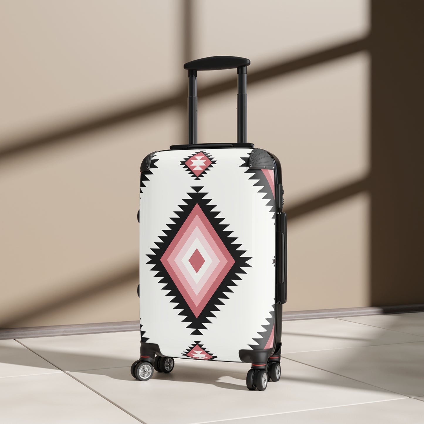 Southwestern Diamond Pattern Suitcase | Pink Aztec Luggage