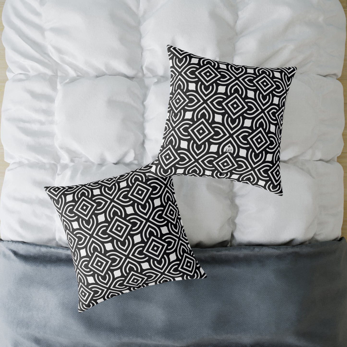 Black White Geometric Pattern Square Pillow | Modern Home Decor, Black and White Accent Cushion, Gift for Homeowners, Cozy Throw Pillow