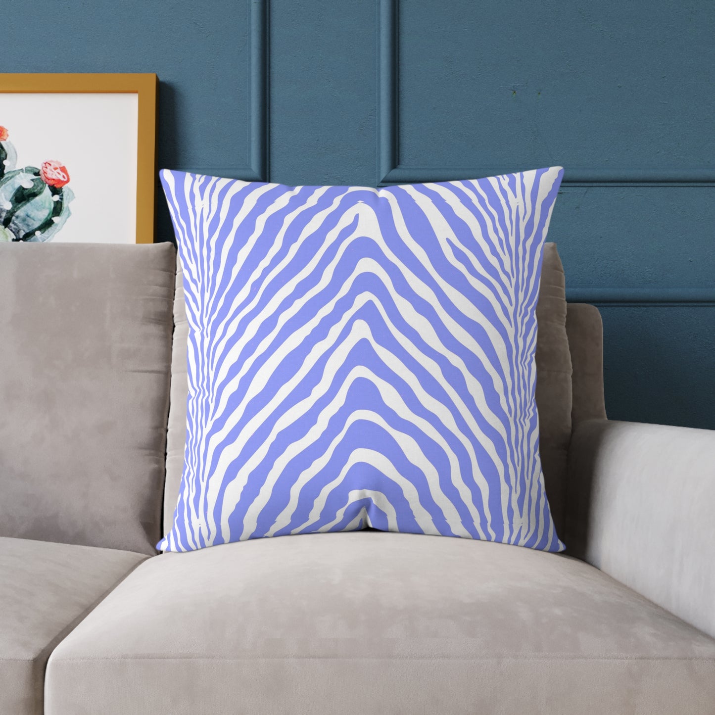 Lavender Zebra Stripe Square Pillow | Animal Print Cushion