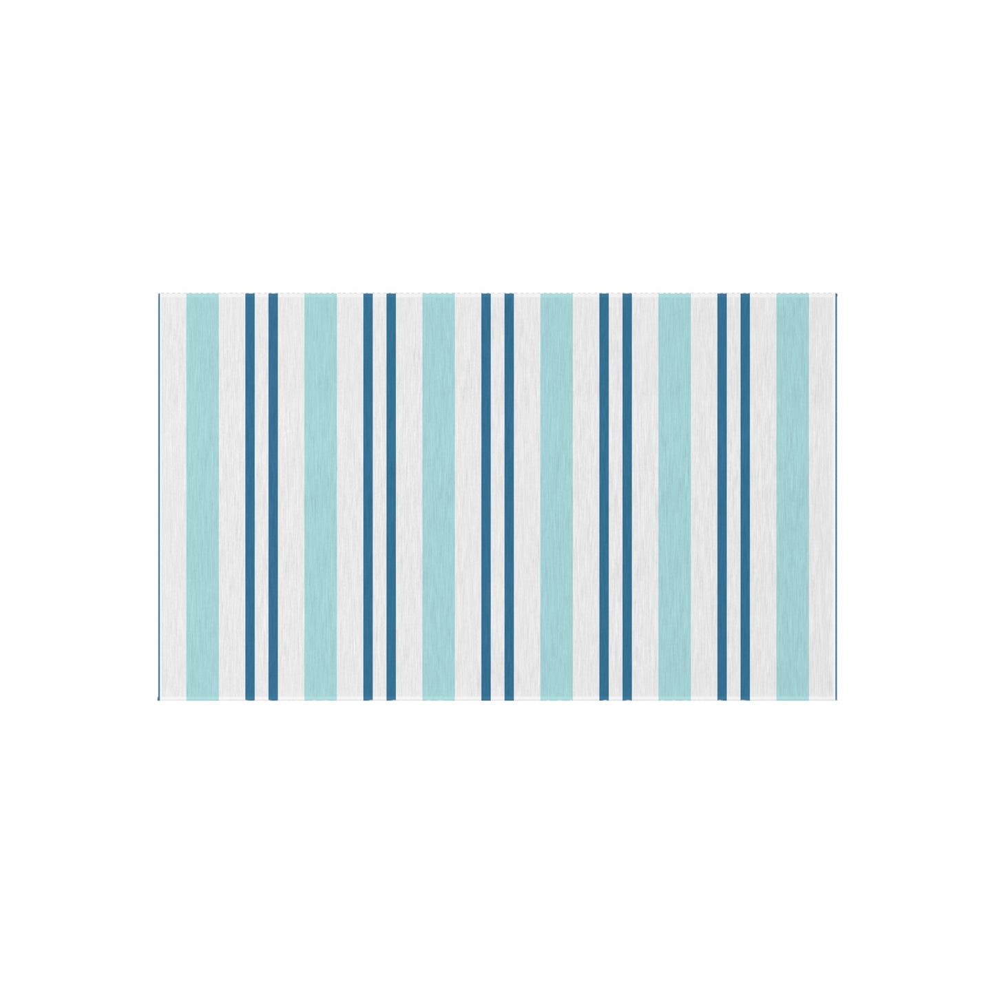 Blue White Striped Coastal Pattern Outdoor Rug | Patio Mat