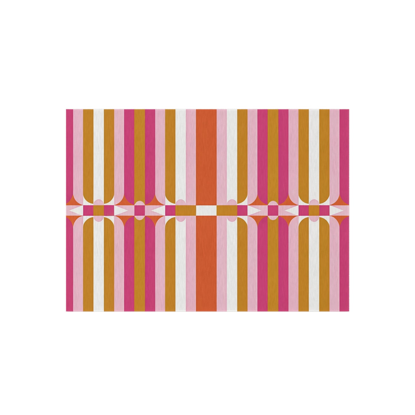 Retro Geometric Stripes Outdoor Rug | Pink Orange Mustard