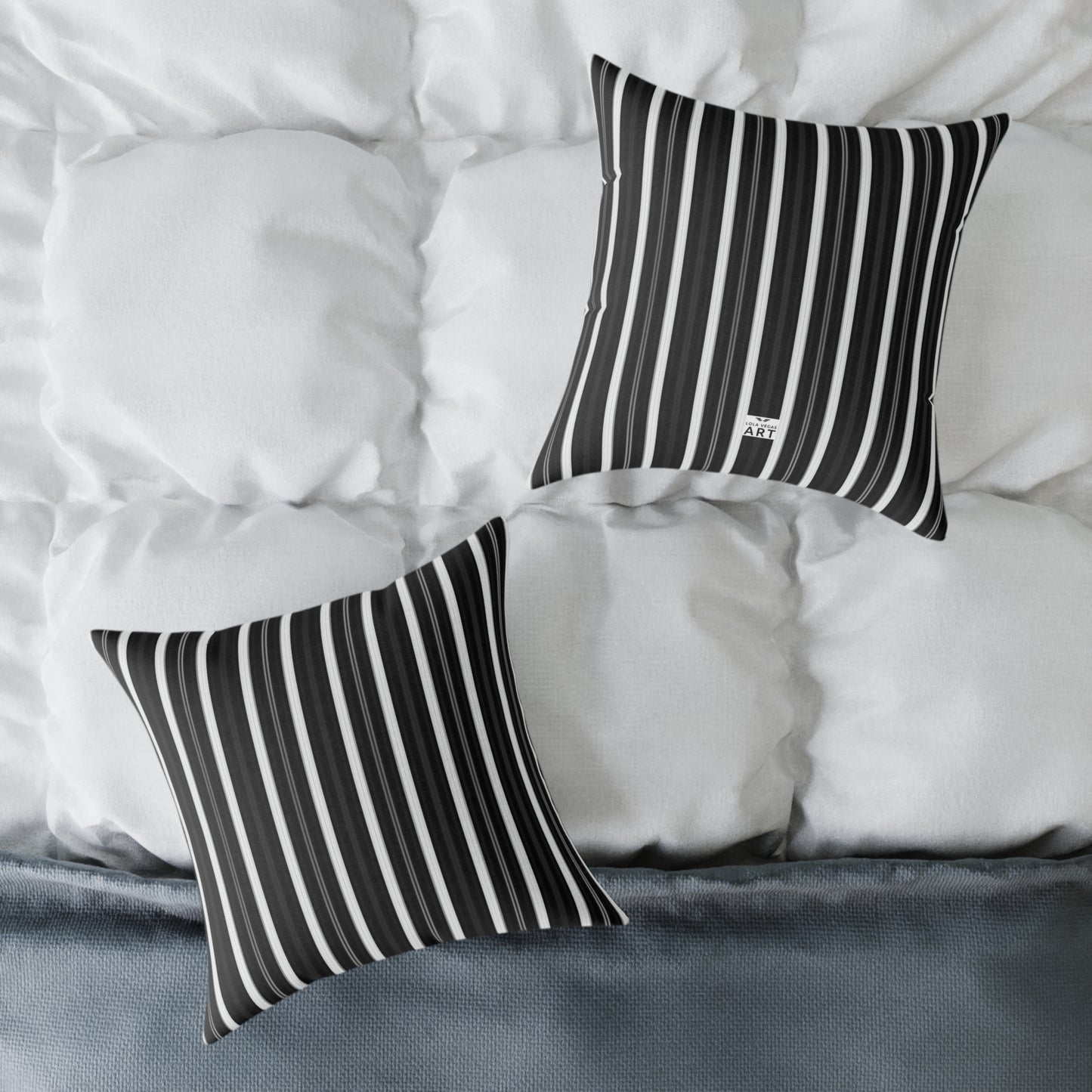 Black White Vertical Stripe Square Pillow | Modern Striped Cushion